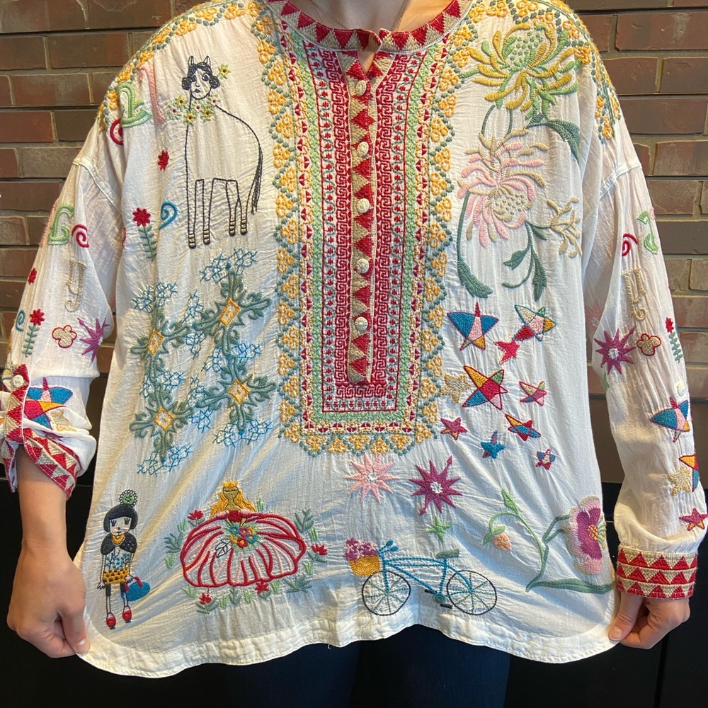 Johnny Was Mishti Cotton Blouse - Picture 4 of 8